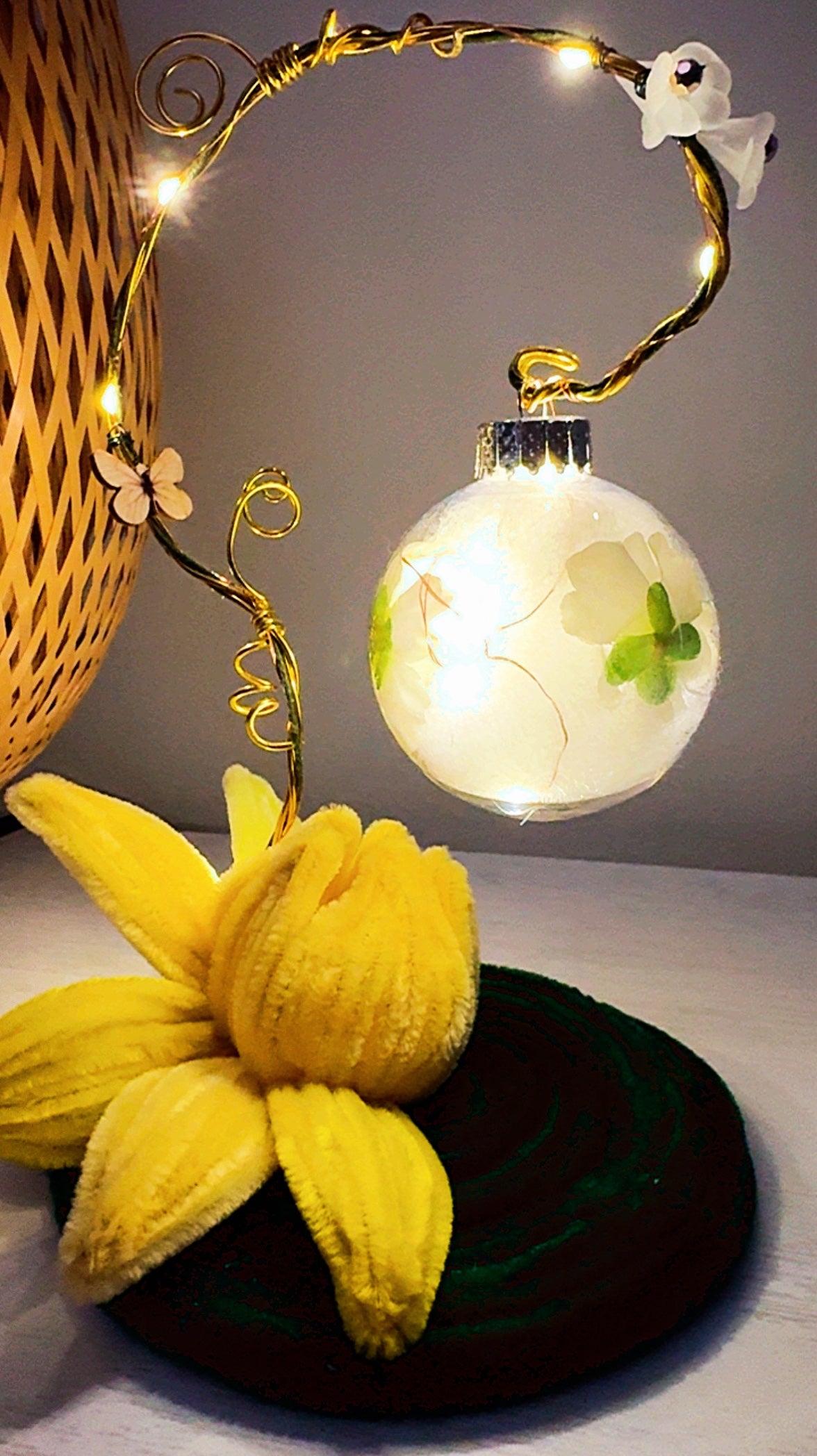 Yellow Handmade Fairycore Lamp | Enchanted Fae Light | Bedside Night Light | Bookshelf Reading Nook
