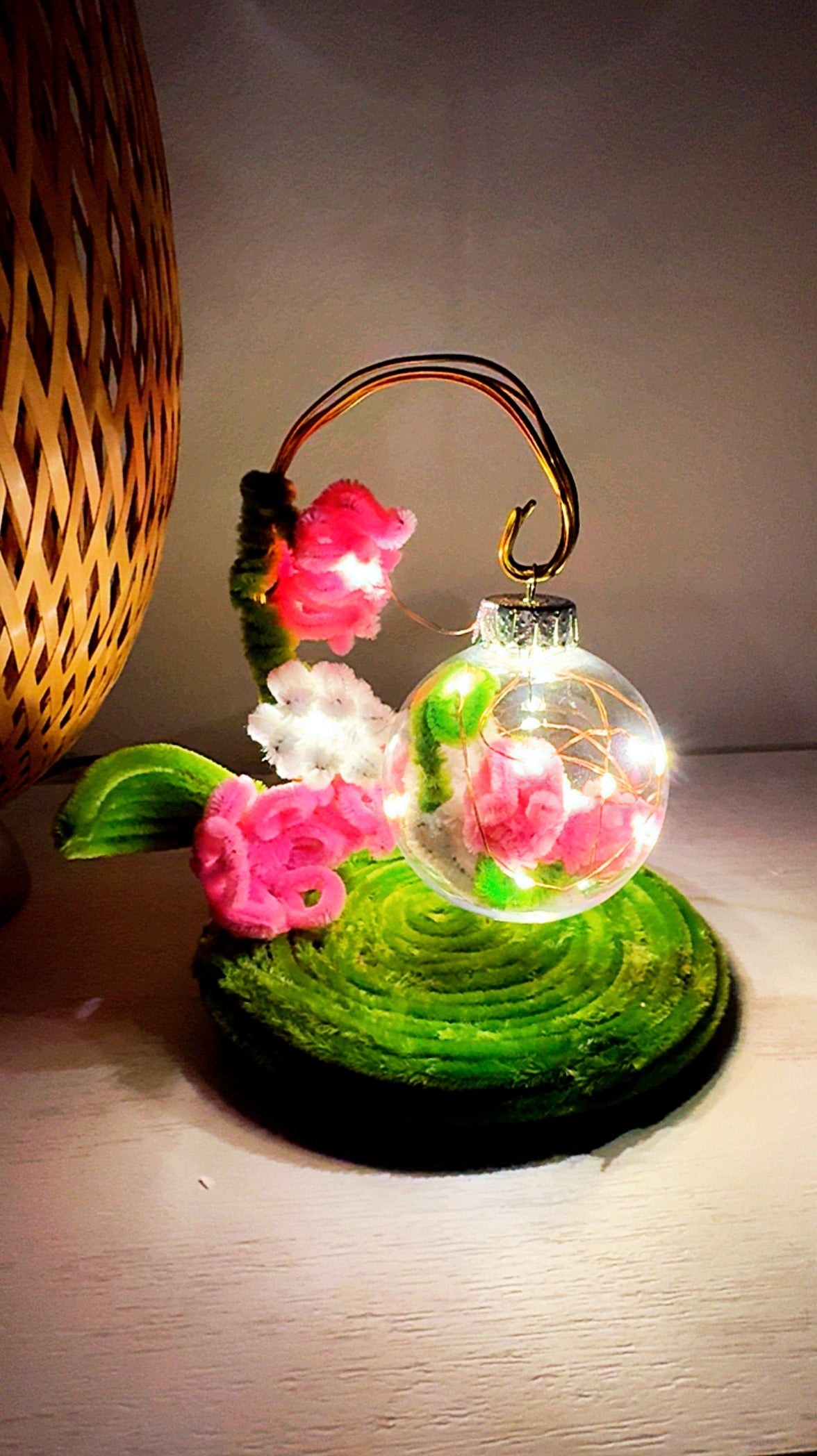 Pink Handmade Fairycore Lamp | Enchanted Fae Light | Bedside Night Light | Bookshelf Reading Nook