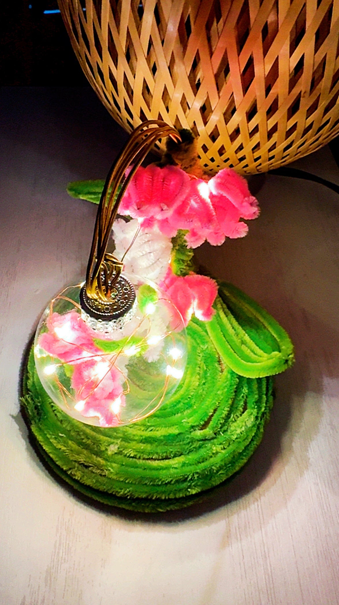 Pink Handmade Fairycore Lamp | Enchanted Fae Light | Bedside Night Light | Bookshelf Reading Nook