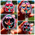 Personalized Holographic Powerpuff Nurse Badge Reel | Heavy Duty Retractable ID Badge Reel