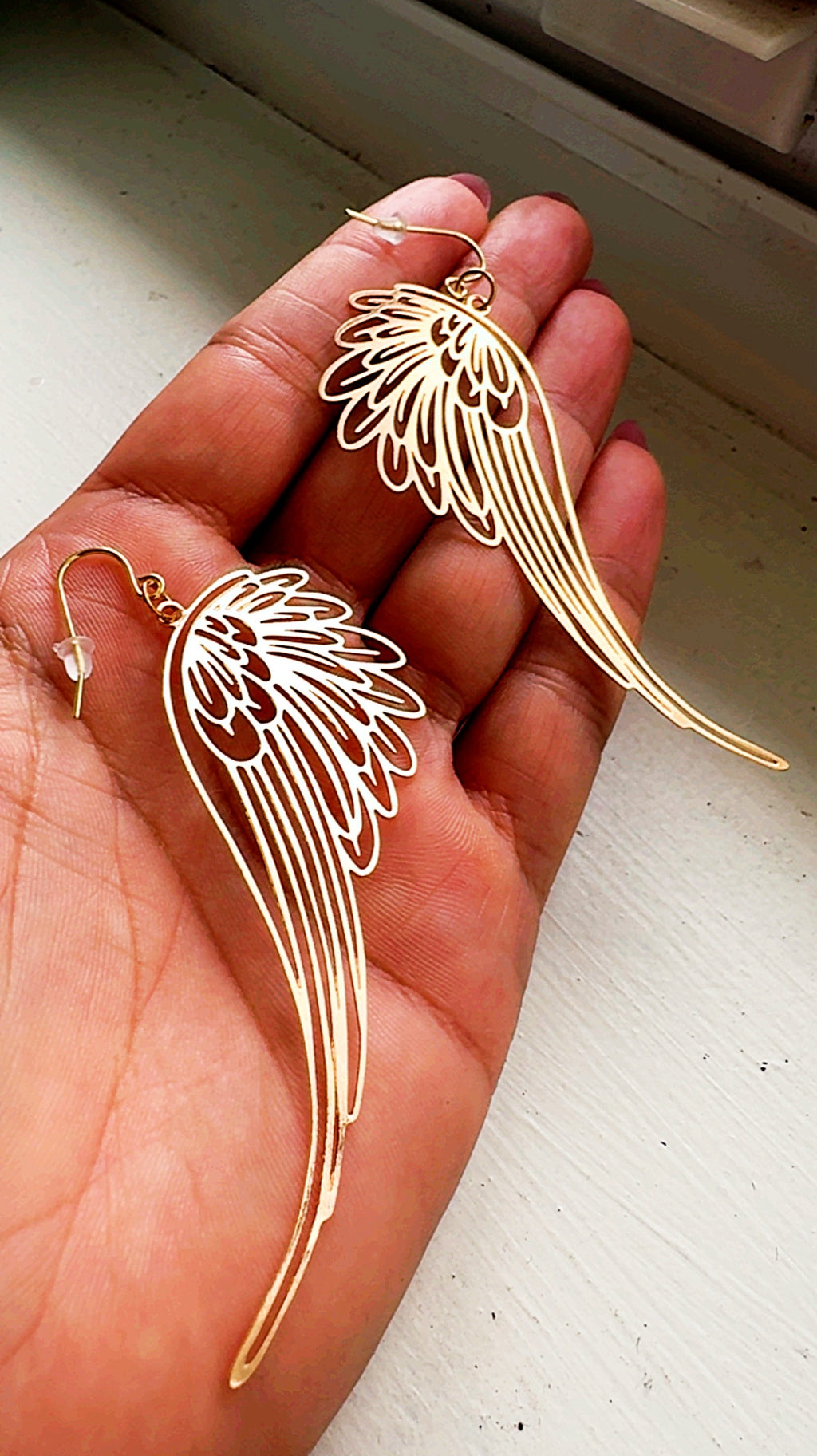 Gold Filigree Angel or Fairy Wing Earrings