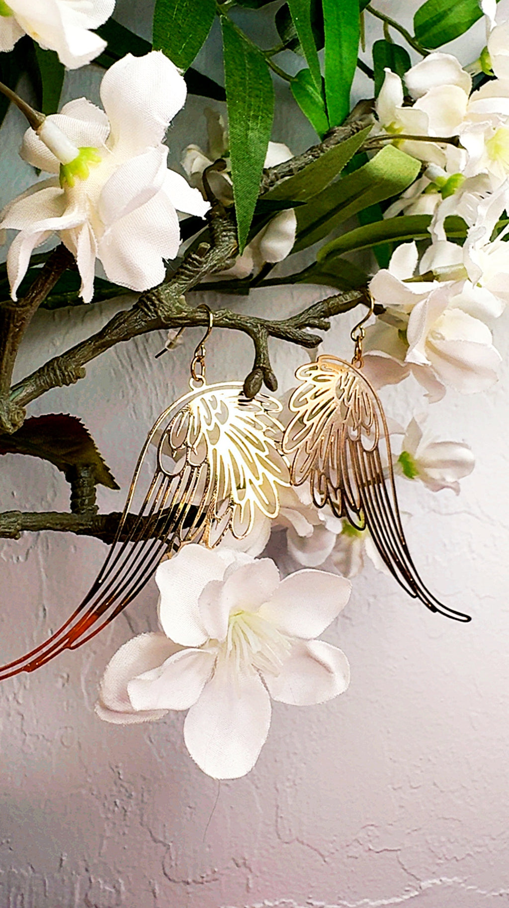 Gold Filigree Angel or Fairy Wing Earrings