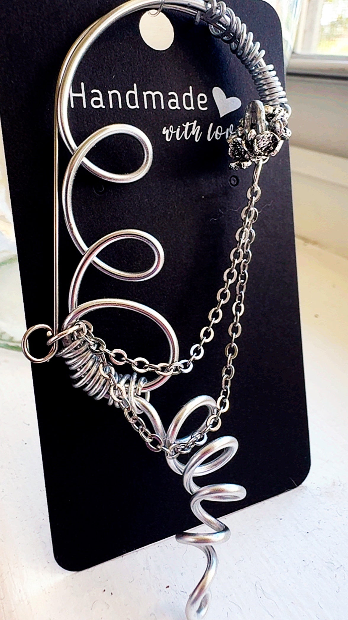 Festival Fae Ear Cuff | Silver Wire Fairy Ear Wrap | Right Ear