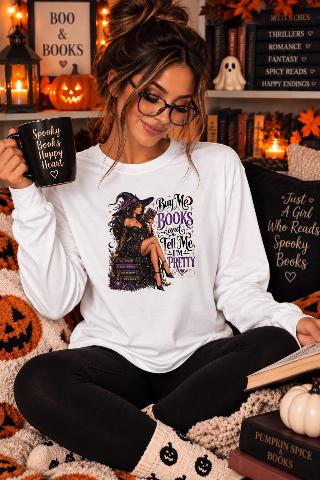 Buy Me Books and Tell Me I'm Pretty Cozy Crewneck or Long Sleeve Tshirt