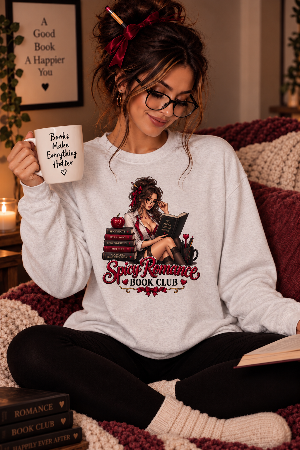 Spicy Romance Book Club Cozy Crewneck or Long Sleeve Tshirt