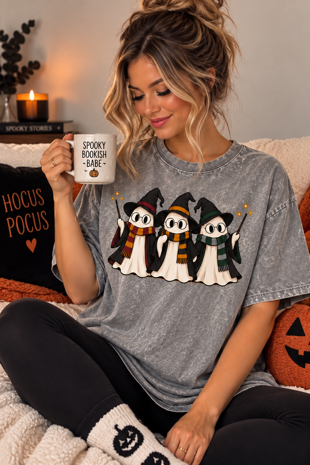 You're A Wizard Ghostie Cozy Acid Wash Tshirt
