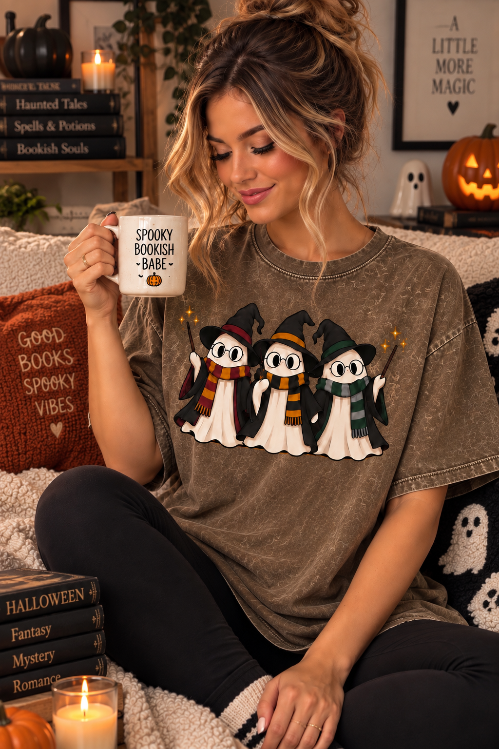 You're A Wizard Ghostie Cozy Acid Wash Tshirt