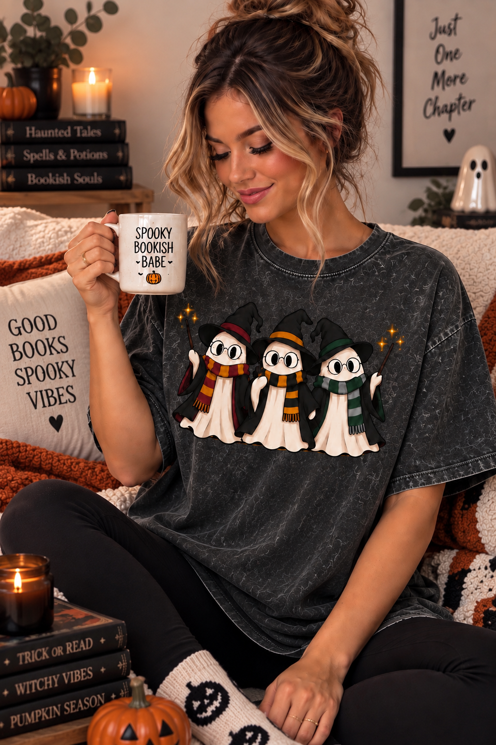 You're A Wizard Ghostie Cozy Acid Wash Tshirt