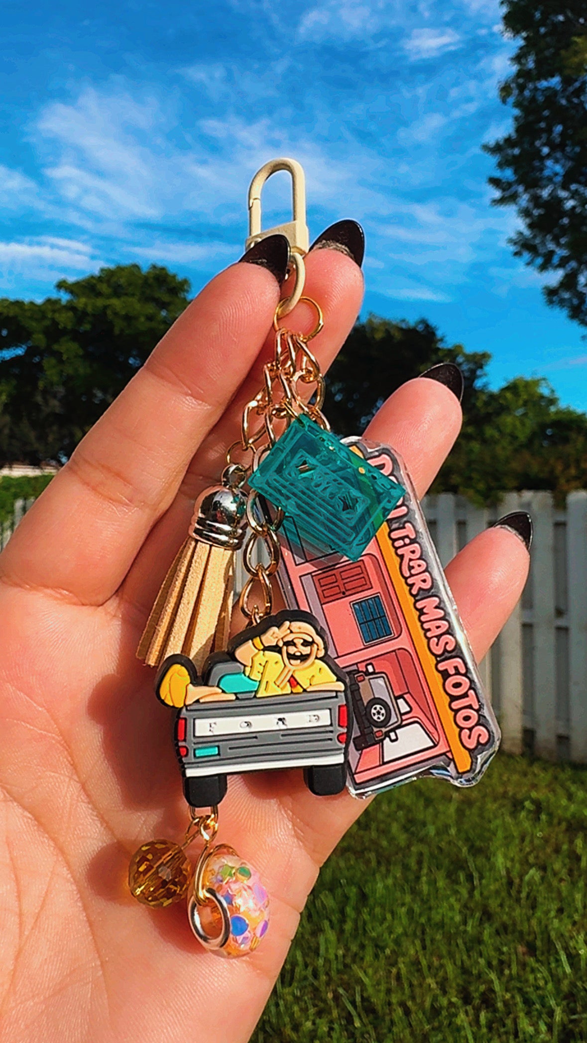 Debi Tirar Mas Fotos Bag Charms | Cute Keychain Accessories | Colorful Purse & Backpack Charms | Bad Bunny Zipper Pull