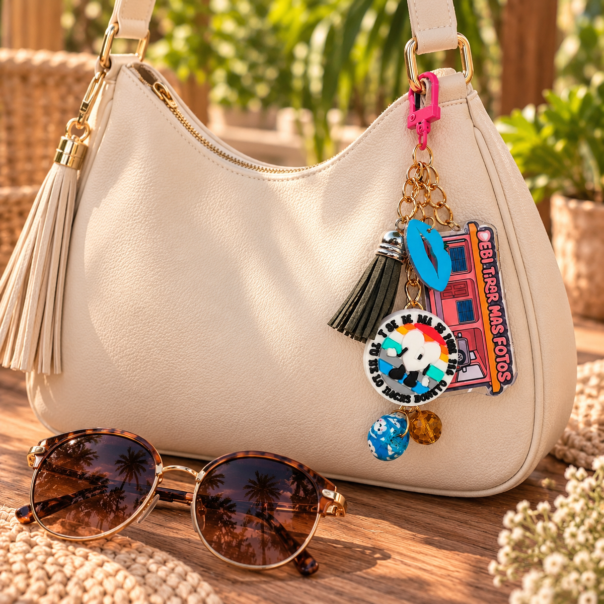 Debi Tirar Mas Fotos Bag Charms | Cute Keychain Accessories | Colorful Purse & Backpack Charms | Bad Bunny Zipper Pull