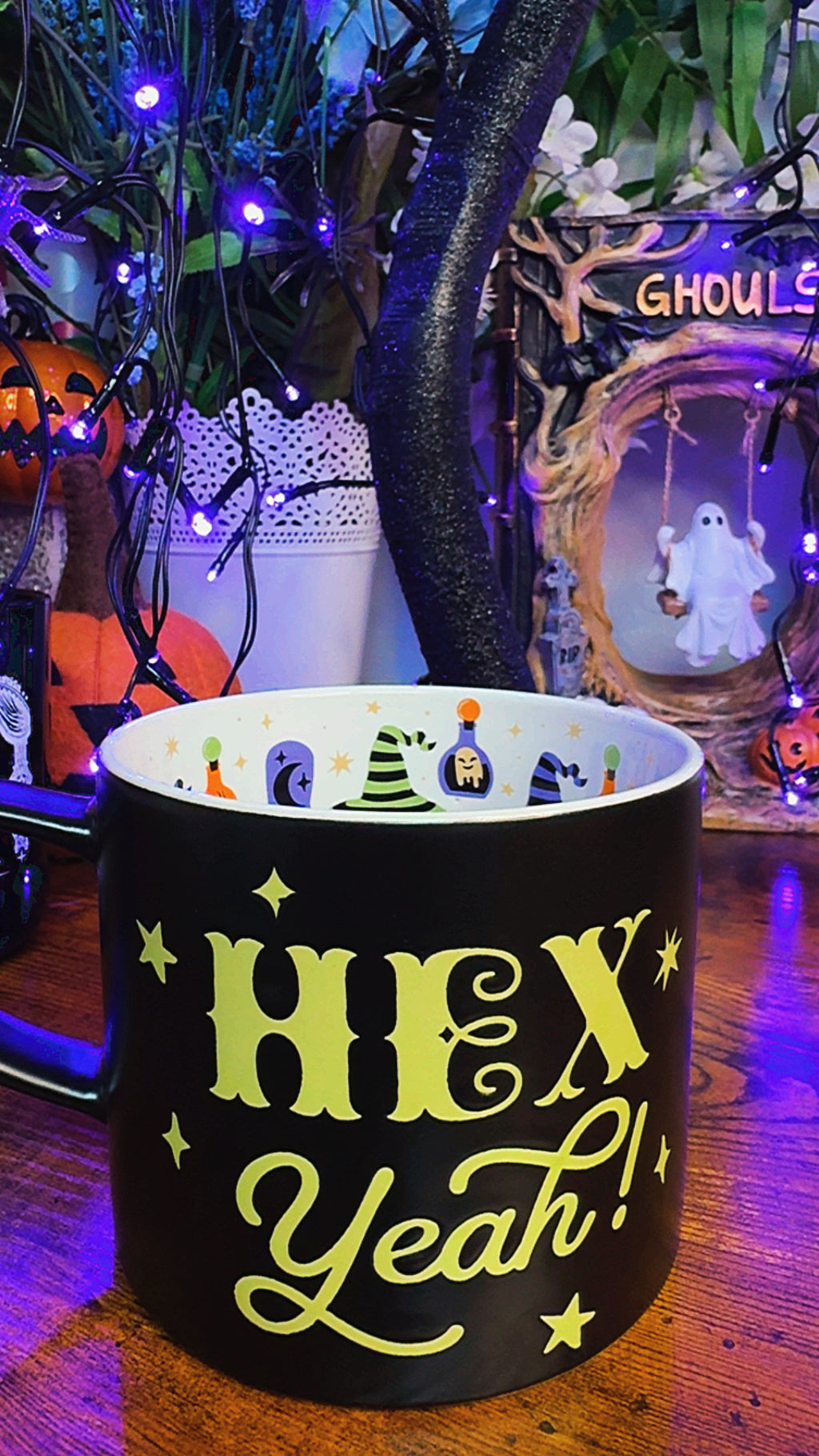 Hex Yeah Witchy Bookish Ceramic Halloween Mug