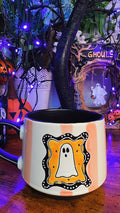 Striped Ghost Bookish Ceramic Halloween Mug