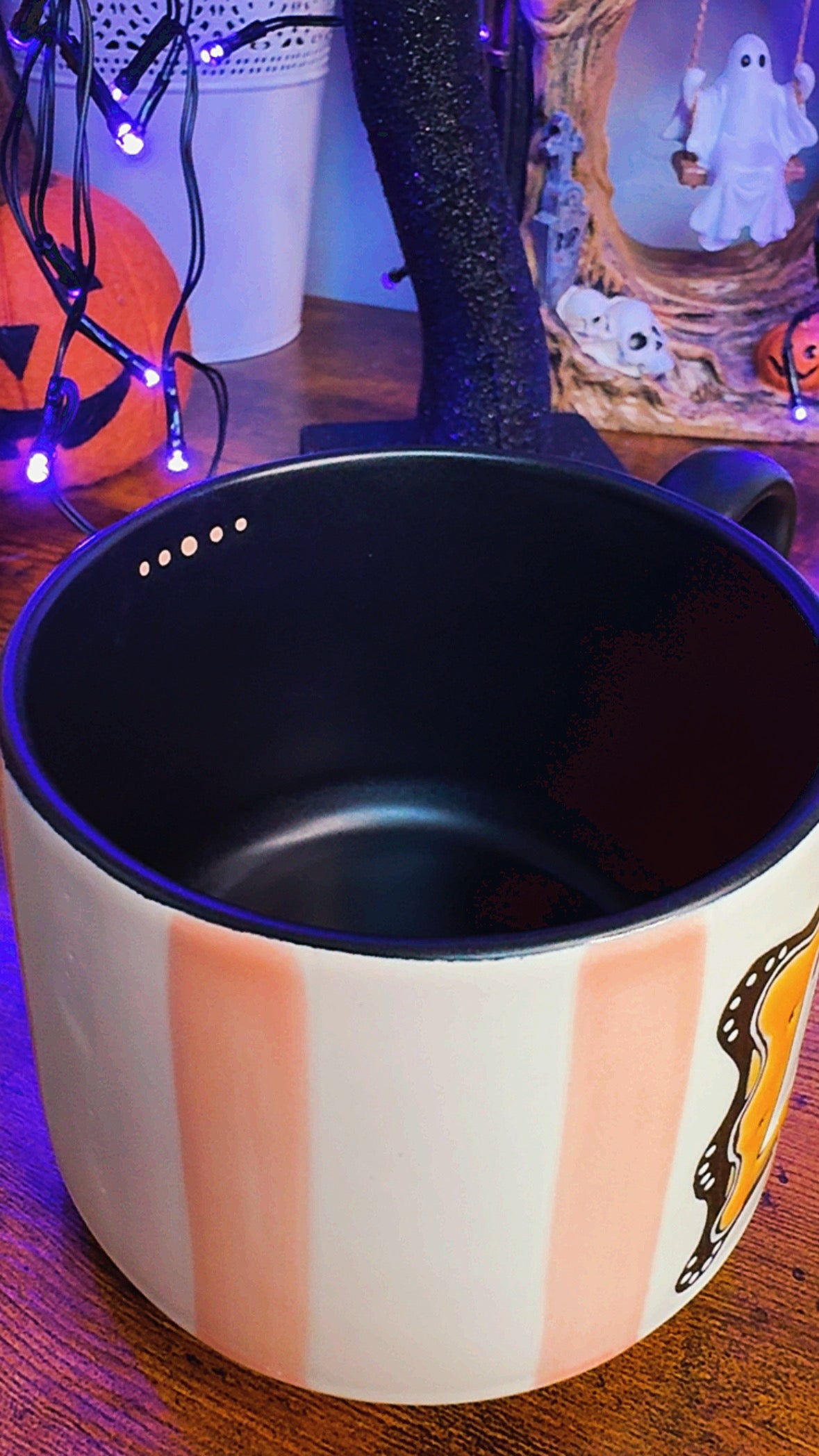 Striped Ghost Bookish Ceramic Halloween Mug