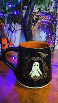 Vintage Ghost and Bats Bookish Ceramic Halloween Mug
