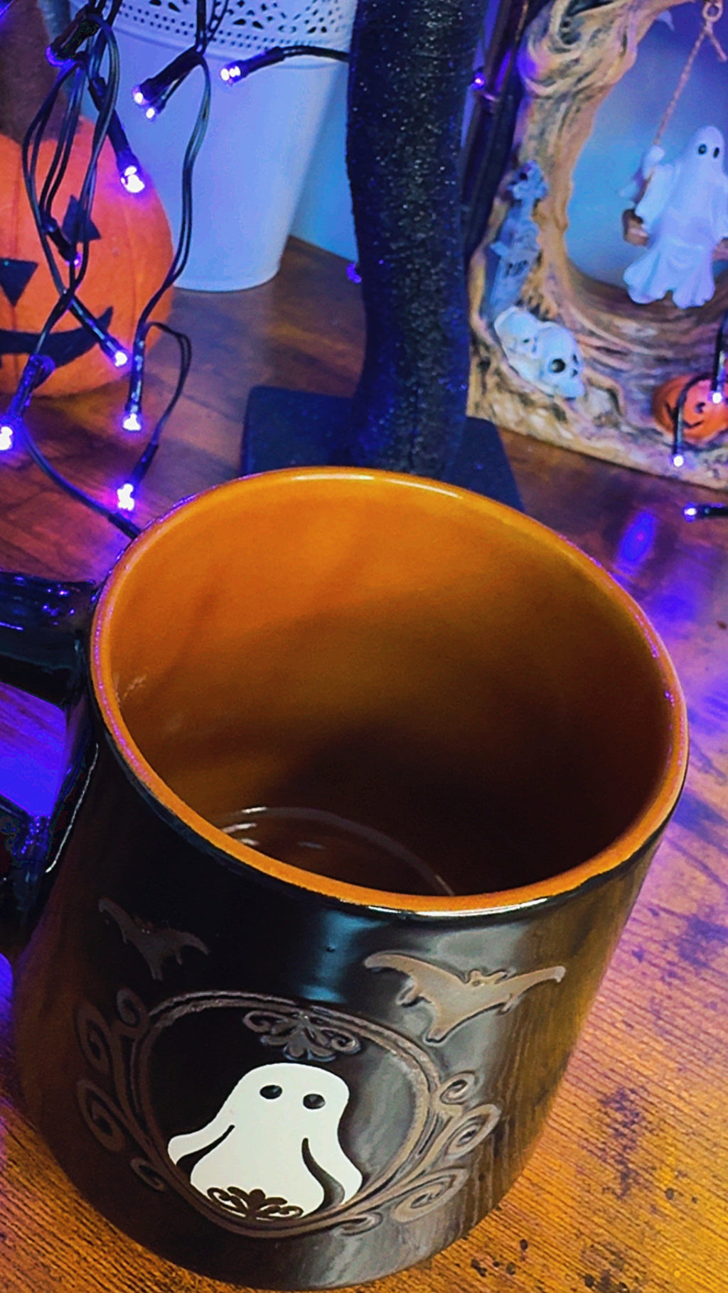 Vintage Ghost and Bats Bookish Ceramic Halloween Mug