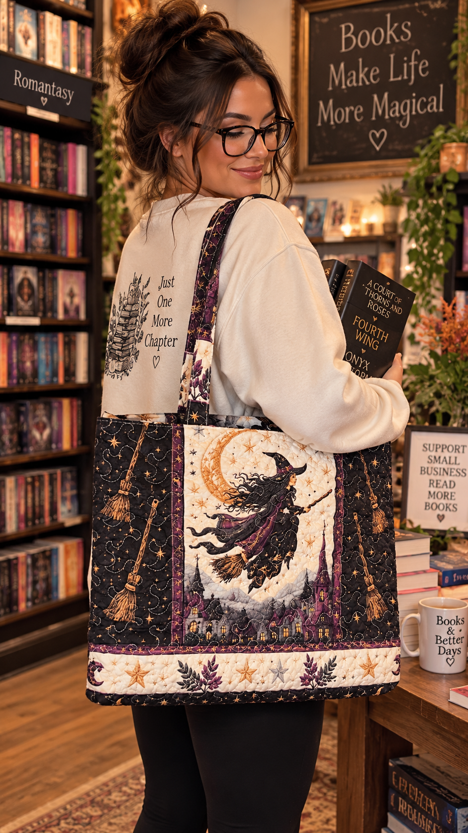 Quilted Halloween Witch Tote | Bookstore Shopping Haul | Coffee Date