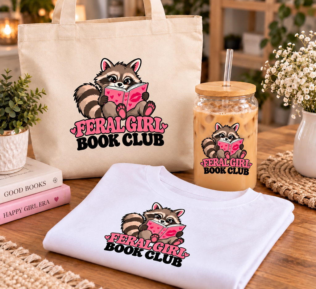Feral Girl Book Club 18 oz Glass Tumbler with Bamboo Lid