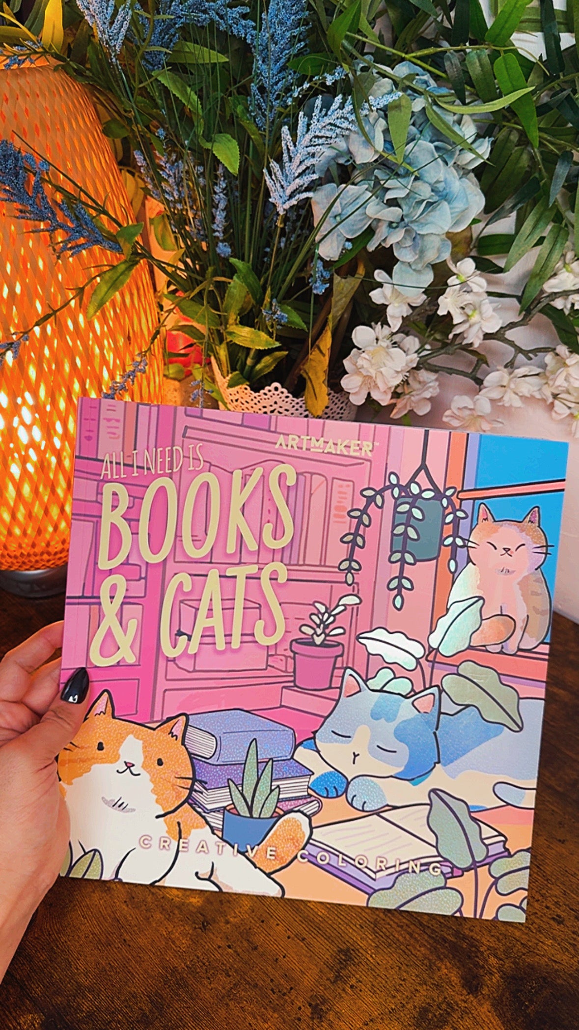 Large Adult Coloring Book for Books and Cat Lovers