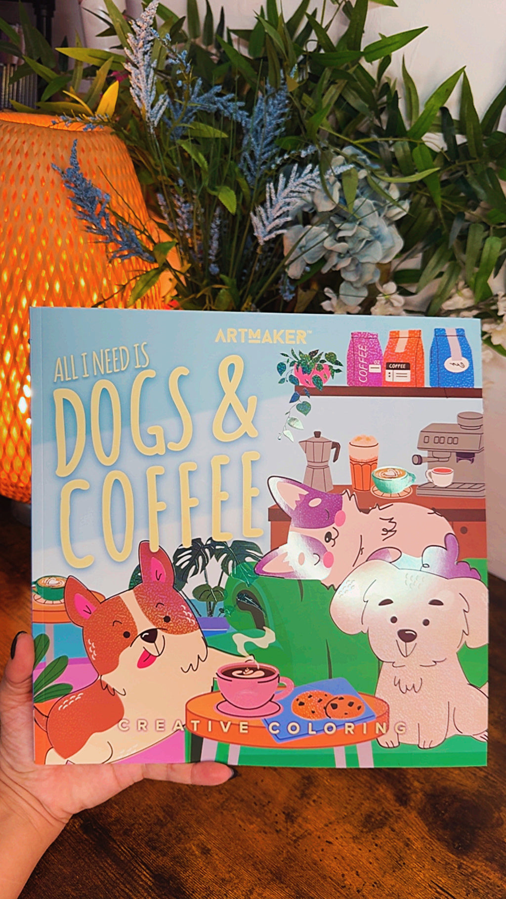 Large Adult Coloring Book for Dog and Coffee Lovers