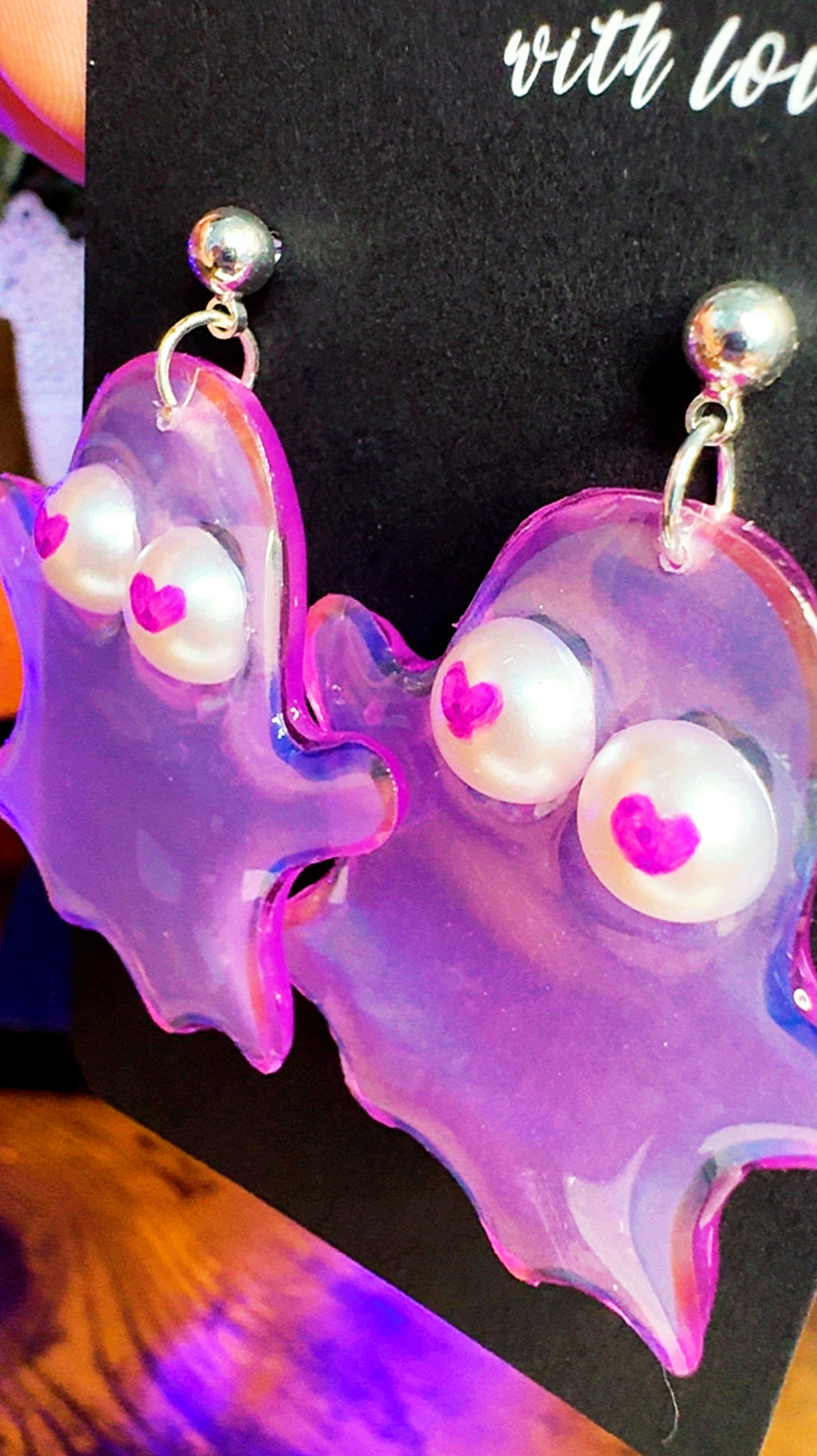 Ghost Earrings | Glow In The Dark Holographic | Sterling Silver Halloween Accessory