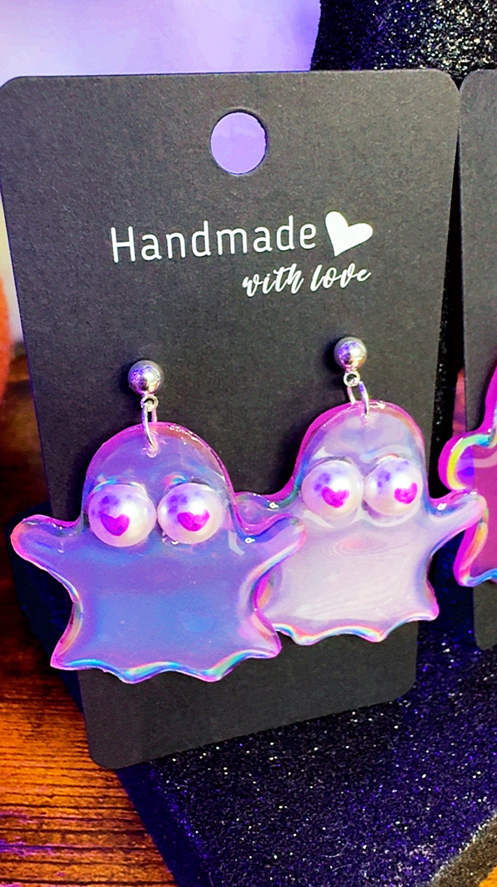 Ghost Earrings | Glow In The Dark Holographic | Sterling Silver Halloween Accessory