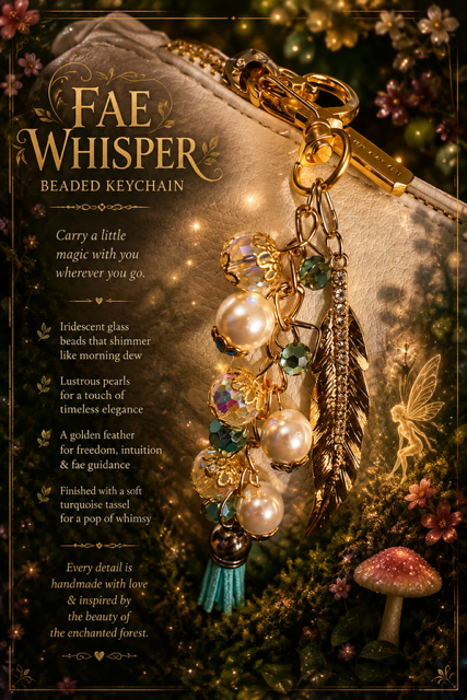 Fae Whisper Gold and Teal Keychain