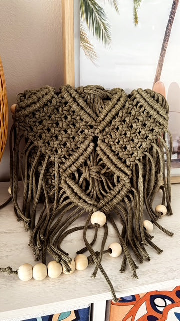 Handmade Macrame Crossbody Bag – Boho Fringe Purse