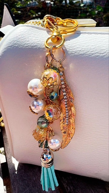 Fae Whisper Gold and Teal Keychain