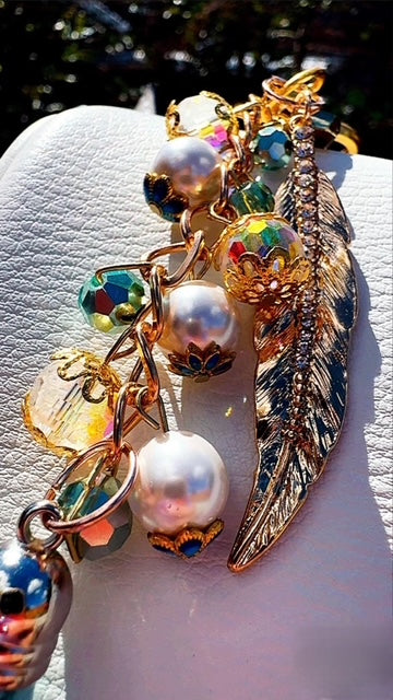 Fae Whisper Gold and Teal Keychain