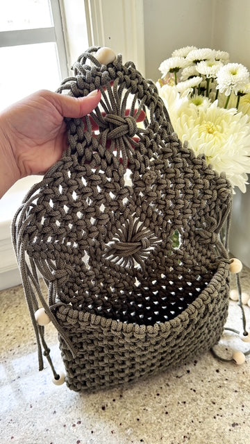 Handmade Macrame Crossbody Bag – Boho Fringe Purse