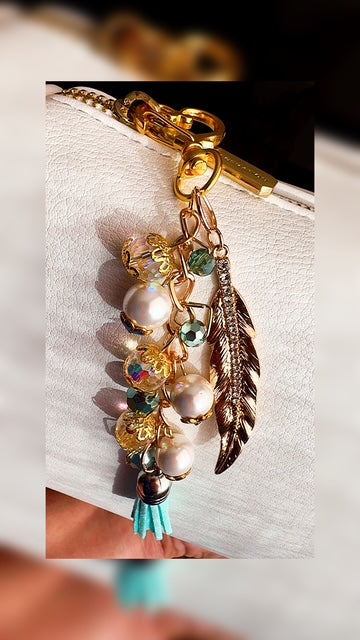 Fae Whisper Gold and Teal Keychain