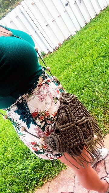 Handmade Macrame Crossbody Bag – Boho Fringe Purse