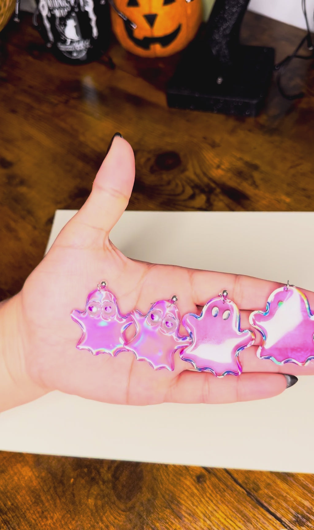 Ghost Earrings | Glow In The Dark Holographic | Sterling Silver Halloween Accessory