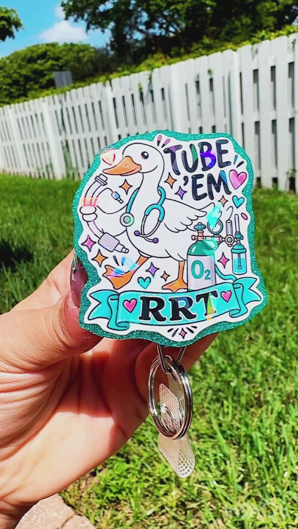 Holographic Respiratory Therapist Badge Reel | Heavy Duty Retractable ID Holder | Cute RRT Badge Reel | NICU RT Gift | Oxygen Therapy