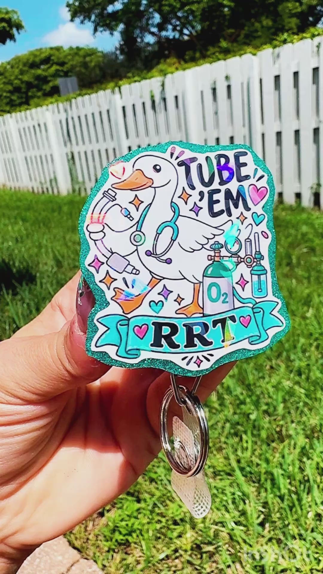 Holographic Respiratory Therapist Badge Reel | Heavy Duty Retractable ID Holder | Cute RRT Badge Reel | NICU RT Gift | Oxygen Therapy