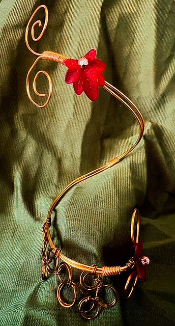Handmade Fae Arm Cuff | Elven Wire Wrapped Armlet | Woodland Fantasy Jewelry