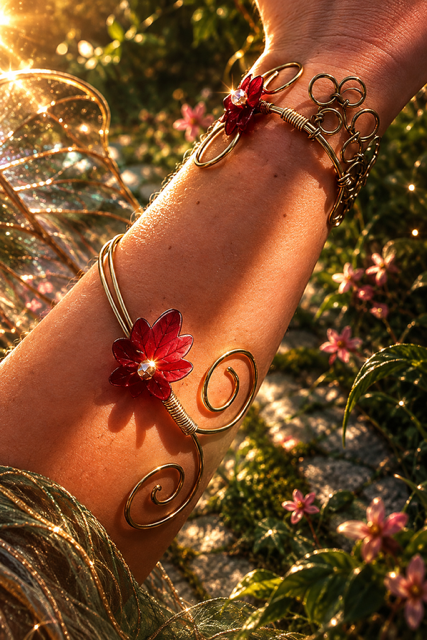 Handmade Fae Arm Cuff | Elven Wire Wrapped Armlet | Woodland Fantasy Jewelry
